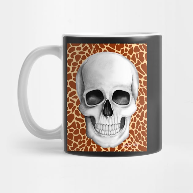 Skull (On Giraffe Print Background) by GDGCreations